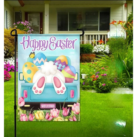 Unbranded Other - Easter Garden Flag Blue Pink